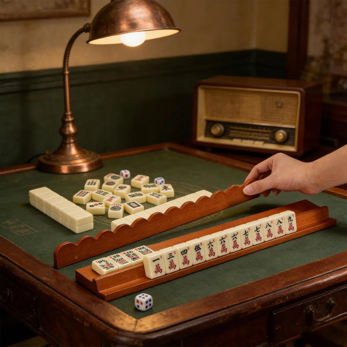 Support de Tuiles pour Mahjong - Lot de 4 Plateaux Magnétiques en Bois pour Tuiles,Racks à Mahjong | pour Parties à Domicile Débutants Voyage en Train Jeu de Noël