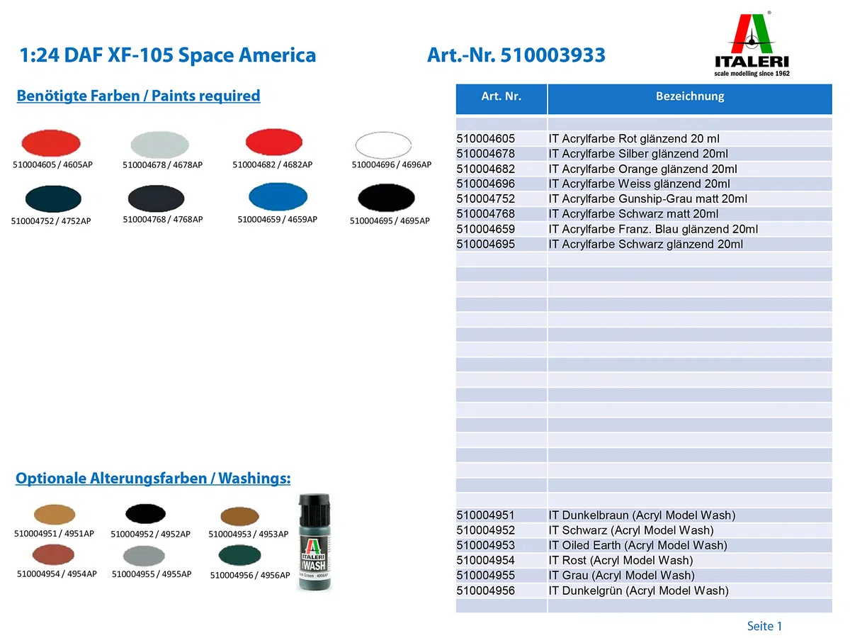ITALERI- DAF Trucks XF-105 Space America, I3933, Non renseigné