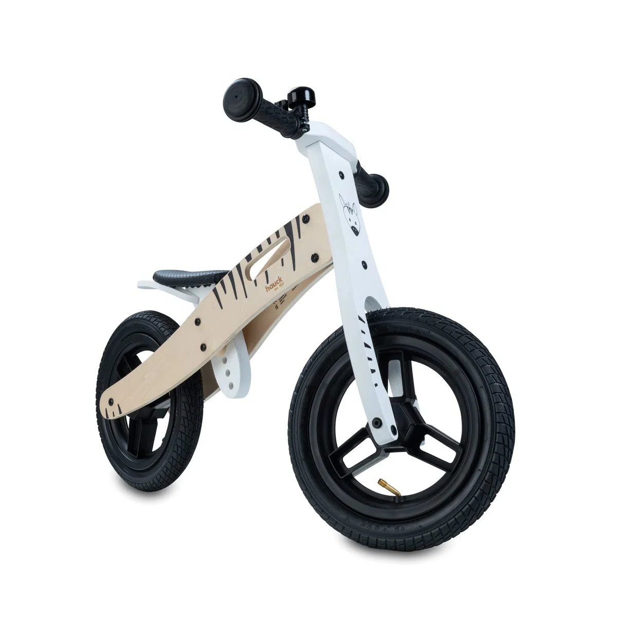 Hauck Draisienne 2 Ans Balance N Ride, Velo Bebe en Bois FSC, Supporte Jusqu'à 20 kg, Selle Réglable, Roues Pneumatiques 12 Pouces, Portable, Sonnette