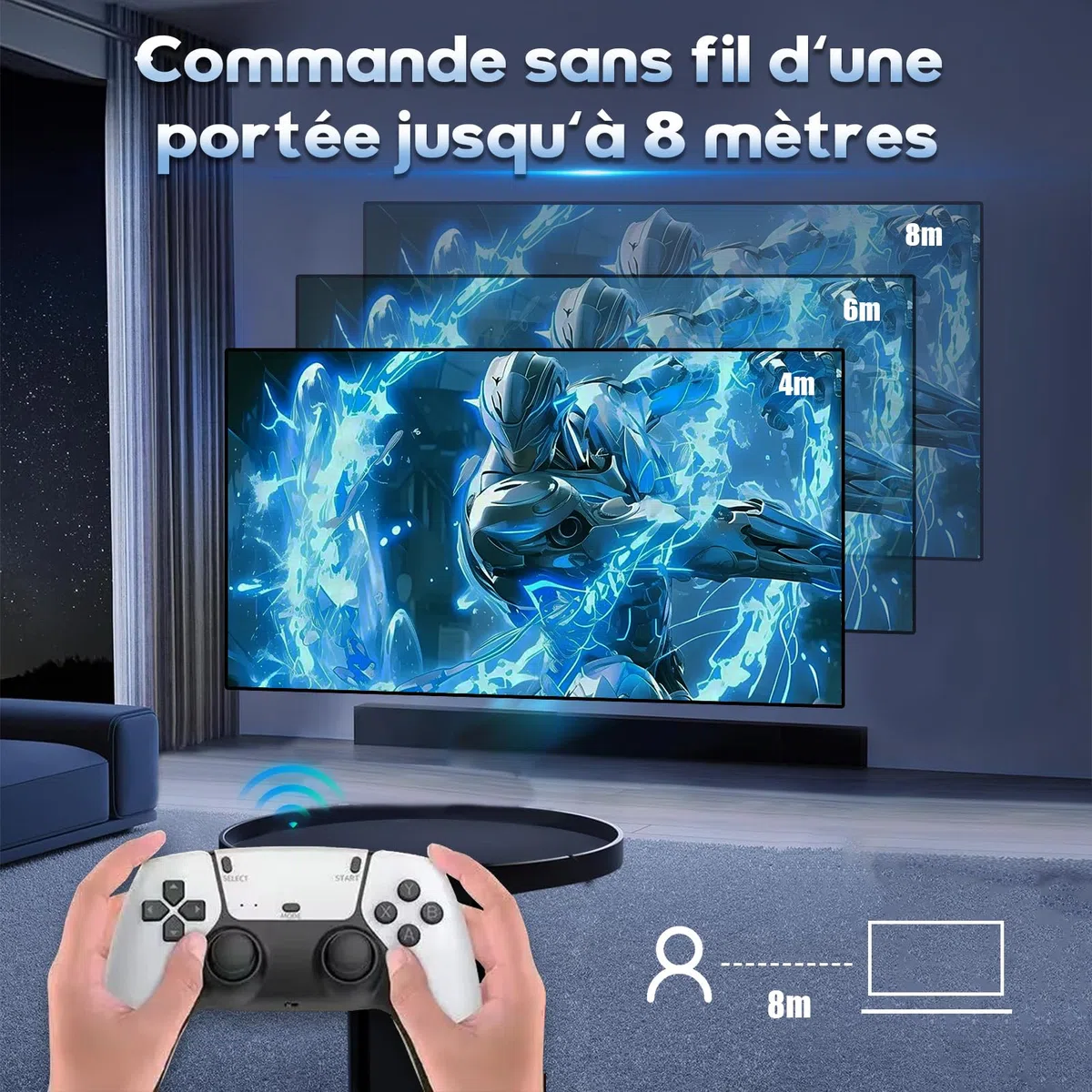 M15 Console de Jeu rétro Retro Game Stick 4K,50000+ Jeux,28 Émulateur,Console de Jeux Portable HDMI avec Deux Manettes sans Fil 2.4Ghz,Console de Jeux vidéo rétro Plug and Play pour TV (128G)