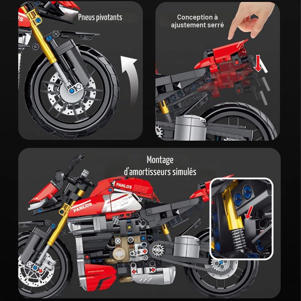 Technik Moto pour Streetfighter V4 SP 981 Pièces Kit de Construction Technique Course Moto Kit de Construction MOC Blocs de Serrage Super Moto Modèle pour Ados et Adultes