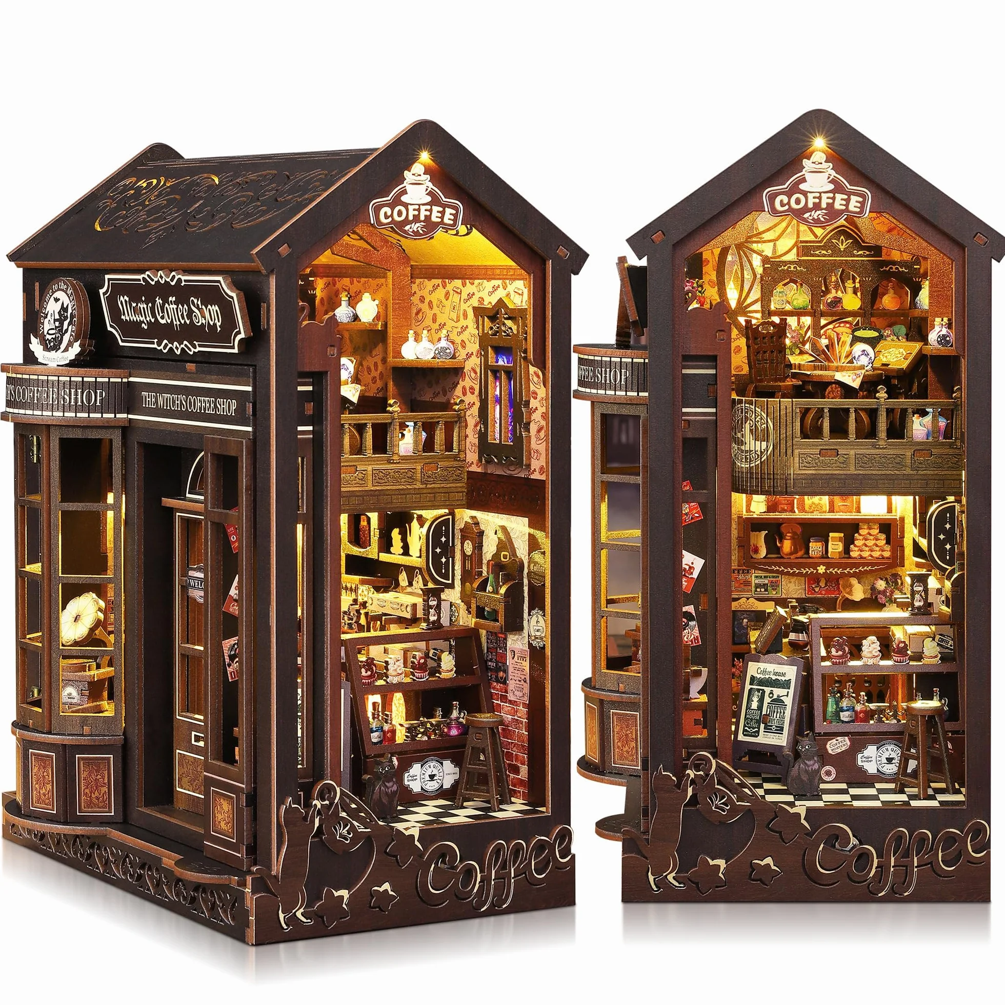 Book Nook Kit pour Adultes: LUMYCE DIY Maison de Poupee Booknook Puzzle 3D en Bois - Maquette Maison Miniature a Construire Décoration avec lumière LED pour Adolescents et Adultes