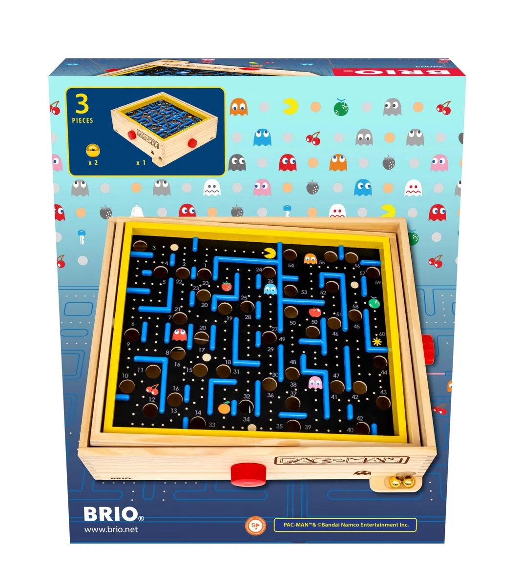 BRIO – 34065 Jeu de Labyrinthe PAC-Man - Jeu d’adresse en Bois - 1 Joueur - Développe la motricité Fine et la Coordination - sans Pile - pour Enfants et Adultes dès 6 Ans