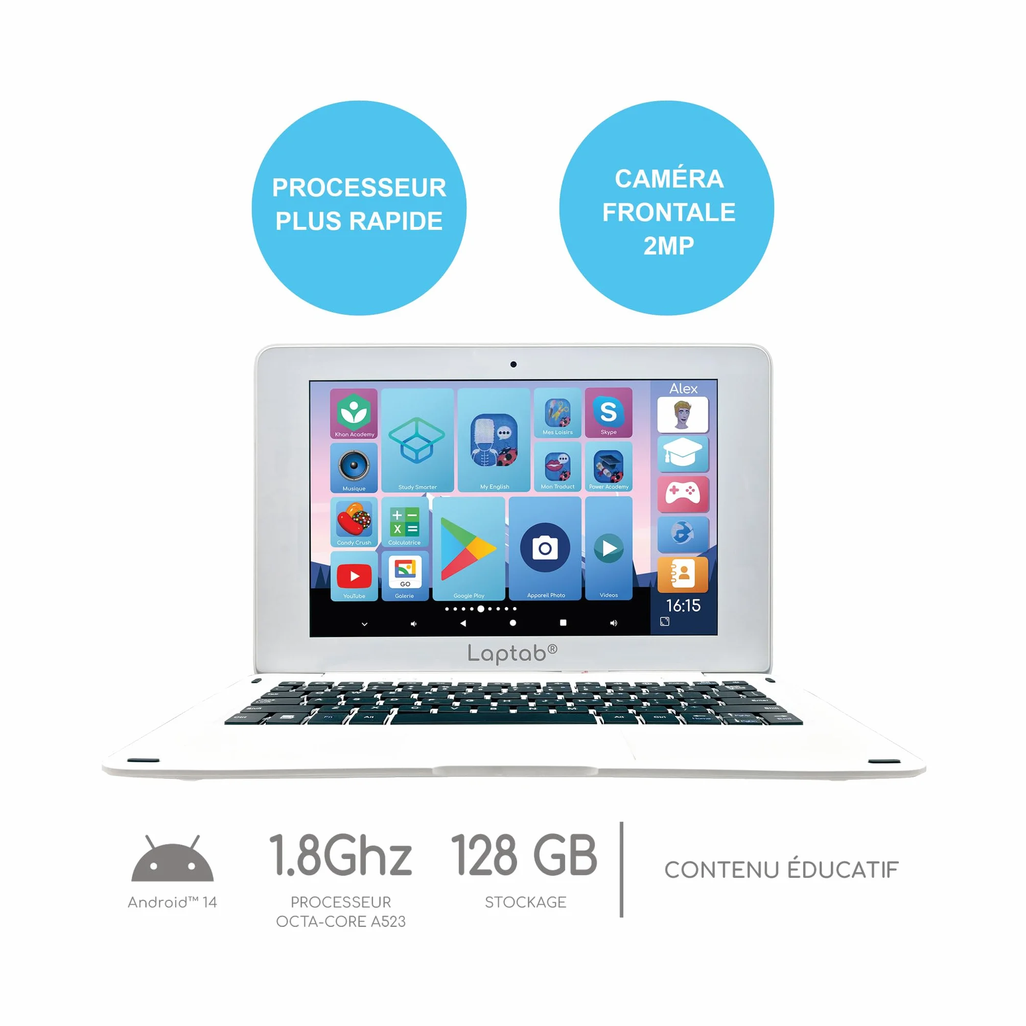 Lexibook, LAPTAB 11 Ordinateur Tactile, LT11FRLXB | Android, Contenu éducatif, Contrôle parental