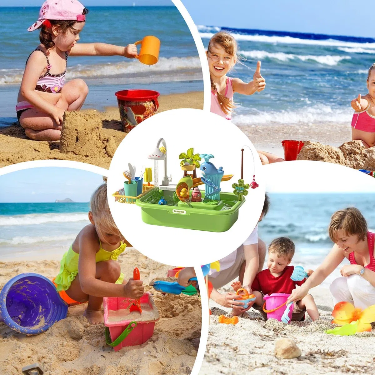 Générique Table de Jeux d'eau Table de Sable et d'eau pour | Jouet Éducatif Interactif avec Pompe pour Plage Extérieur Développe Coordination Main-Œil Jardin Maison