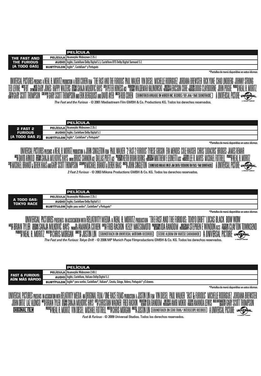 Fast & Furious Pack 1-9 - DVD