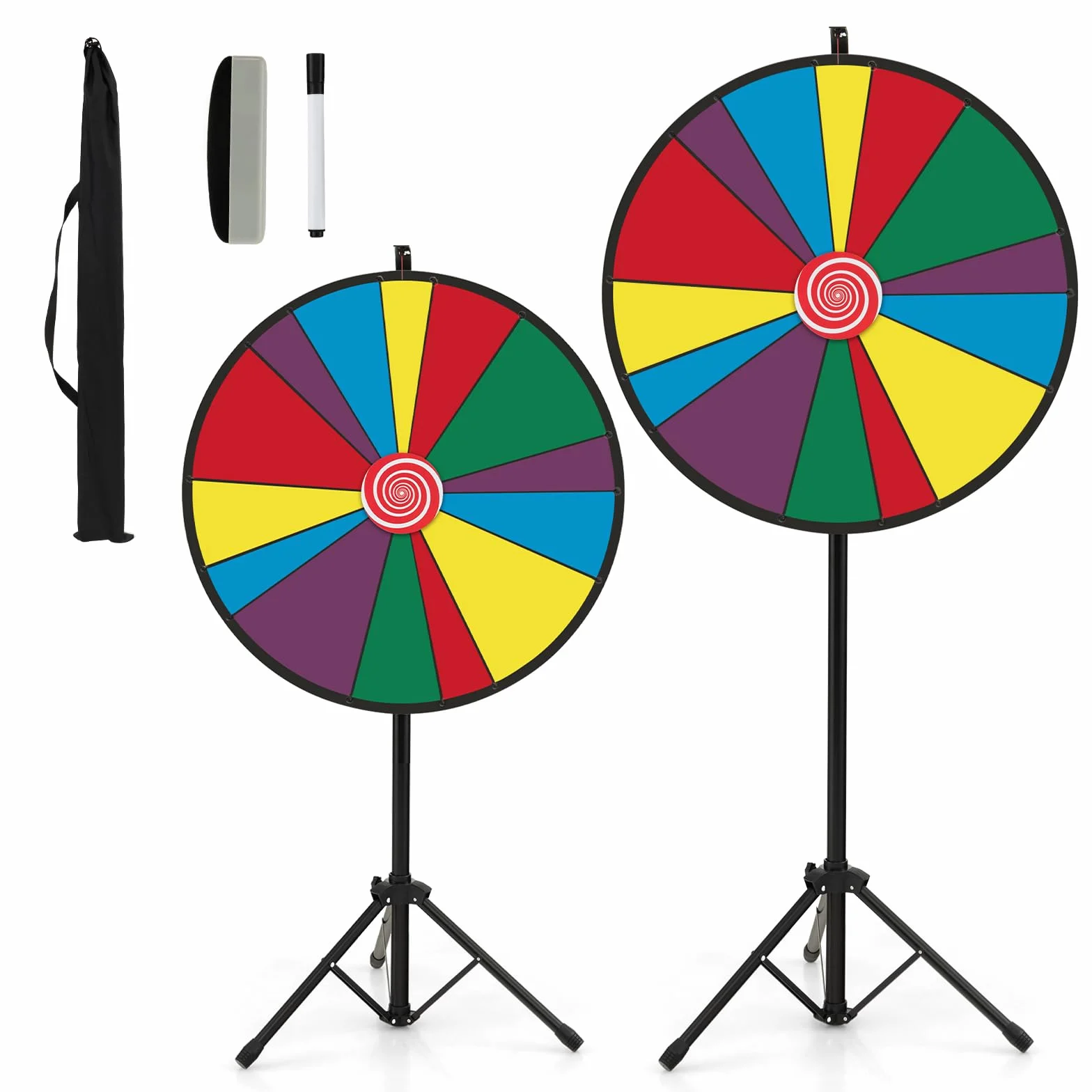 SOARS Roue de la Fortune 30", Hauteur Réglable de 140-170 CM, Personnalisable avec Marqueur pour Tableau Blanc et Éponge, pour Jeux de Mots, Famille (76 CM, 14 Emplacements)