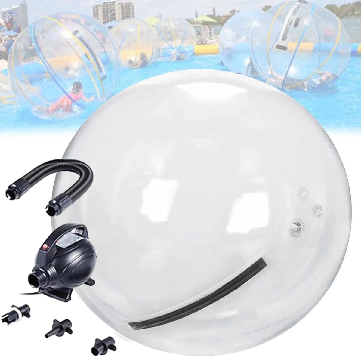 Ballon Gonflable géant en PVC de 1,5 m/2 m/2,5 m pour Piscine, lac, Plage, avec Pompe à air électrique et Fermeture éclair, 1,5 m