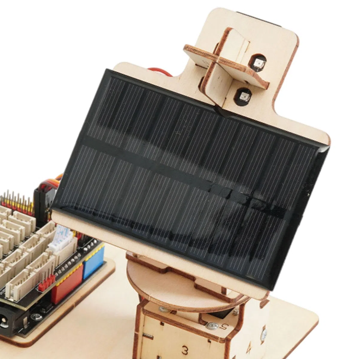Dispositif de suivi solaire Solar Traceker DIY Code de programmation compact Système de suivi solaire en bois pour adolescents adultes 15+ école
