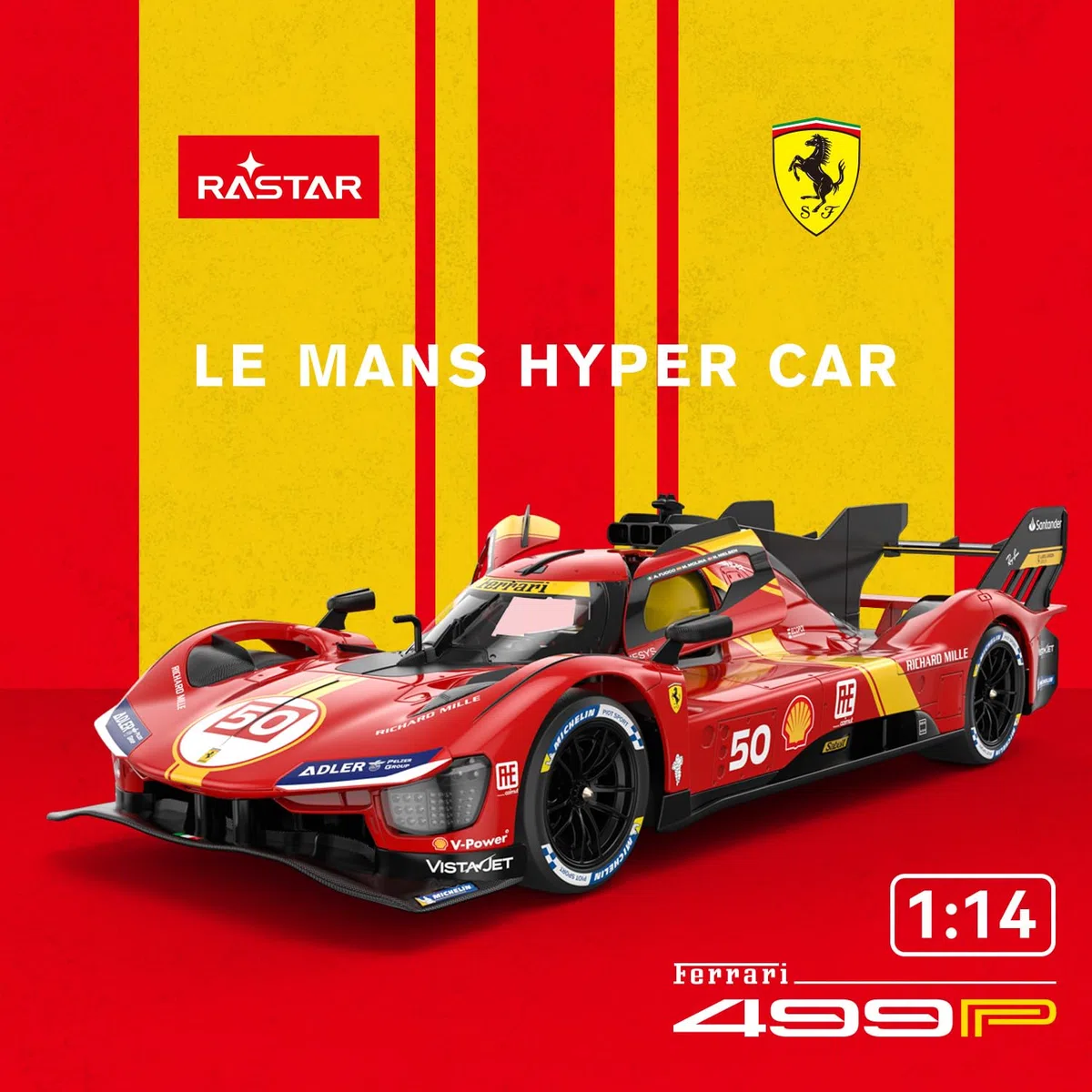 RASTAR RC Cars 1/14 Ferrari 499P Le Mans Hypercar Voiture de sport télécommandée, voiture jouet Ferrari pour enfants, 2,4 G