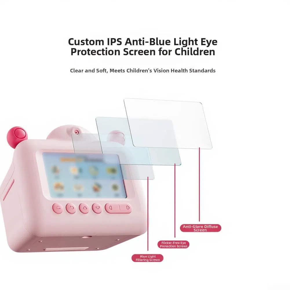 Appareil photo numérique avec imprimante thermique instantanée, écran tactile HD WiFi de 7,6 cm pour garçons et filles, imprimante photo portable (rose) (vert)