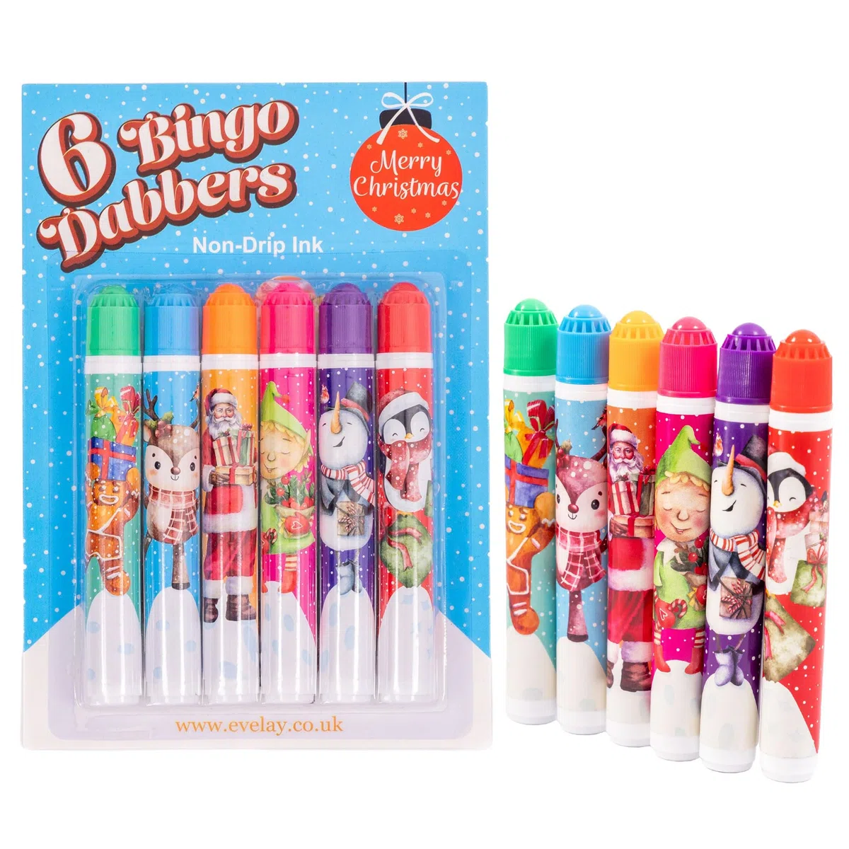 evelay Lot de 12 à 48 marqueurs de Noël en feutre pour tickets de bingo