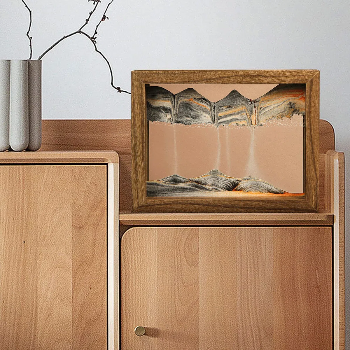 Firlar Tableau de Sable Mouvant en Mouvement - Image D'art 3D Dynamique - Décoration D'ornement de Peinture pour Bureau, Salon, Meuble TV