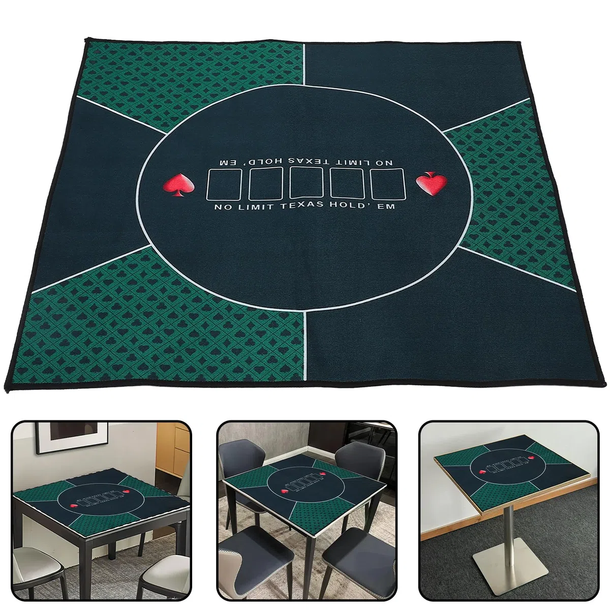 Tapis de Poker Motif Imprimé, Facile à Transporter Ranger Rectangulaire en Tissu Vert pour Tournois de Poker et Jeux de Rôle