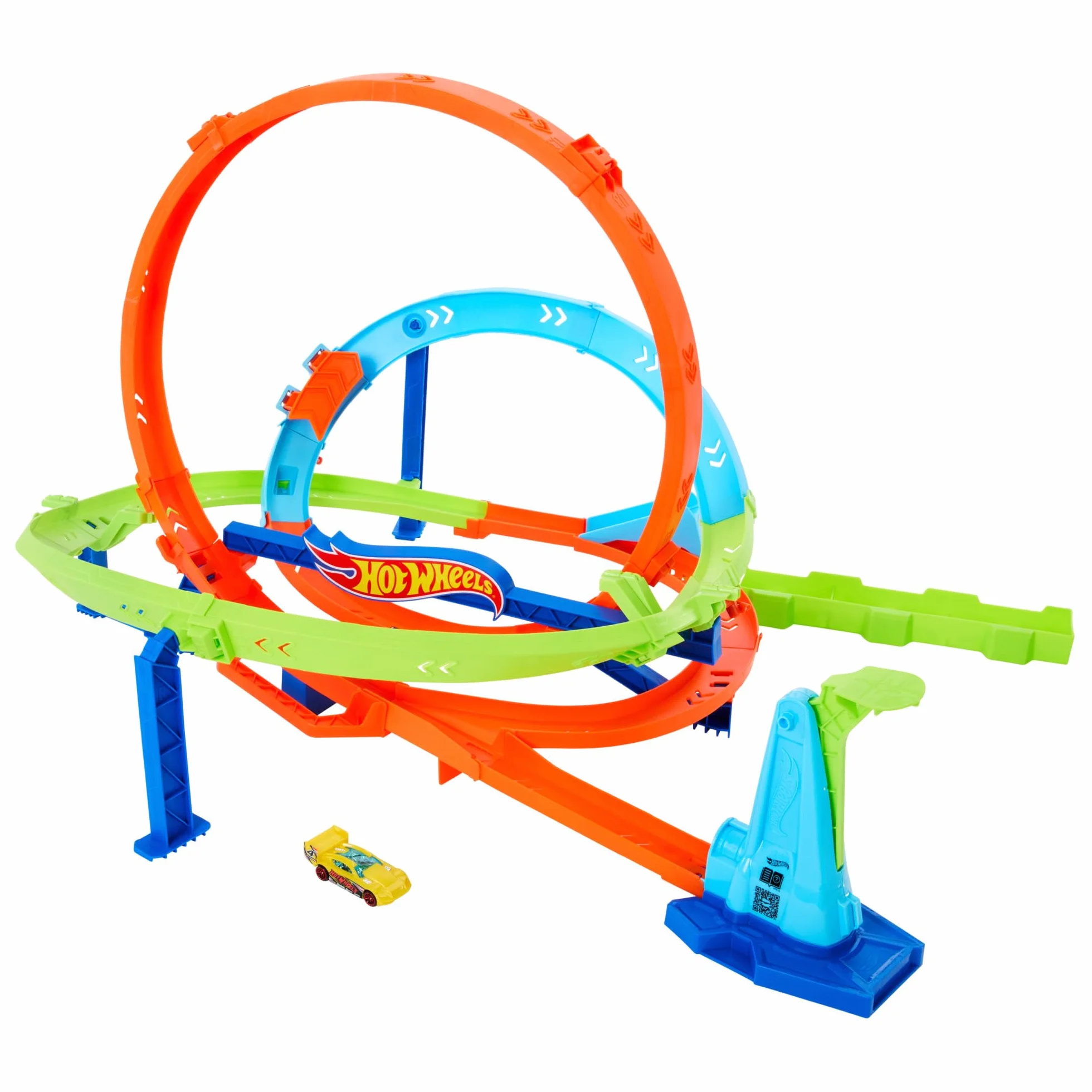 Hot Wheels Let’s Race Netflix - Coffret Circuit Loop Cyclone Challenge Gamme Action Avec Voiture, Échelle 1/64, 2 Modes De Jeu, Rangement Facile, Poignée De Transport, A Partir De 4 Ans, HXM94