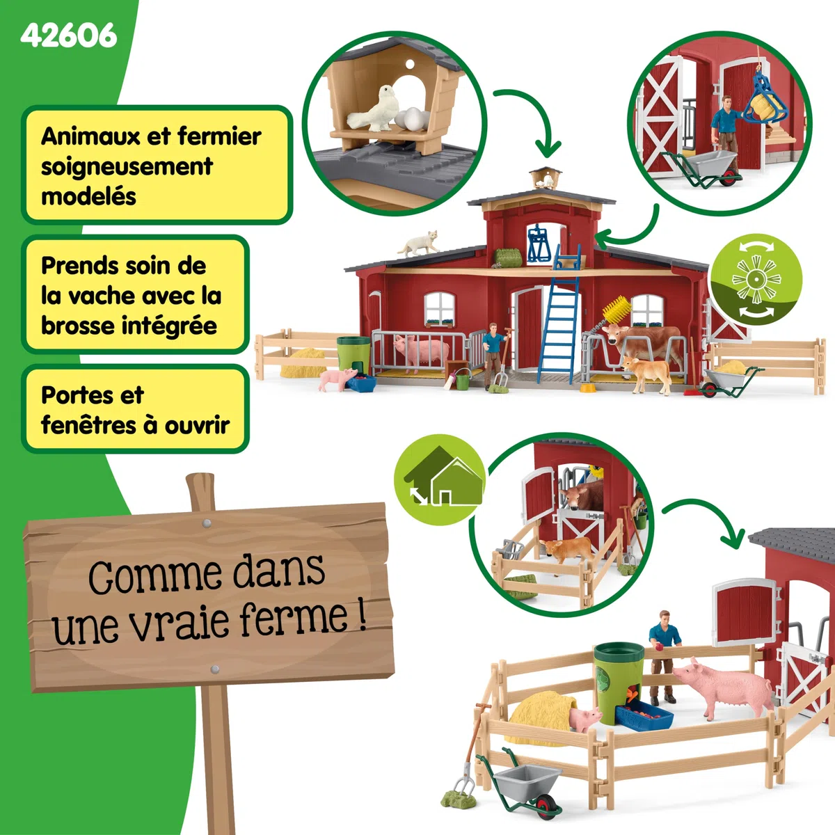 Schleich Farm World | Grande Ferme Rouge avec Maison 42606 | 92 pièces