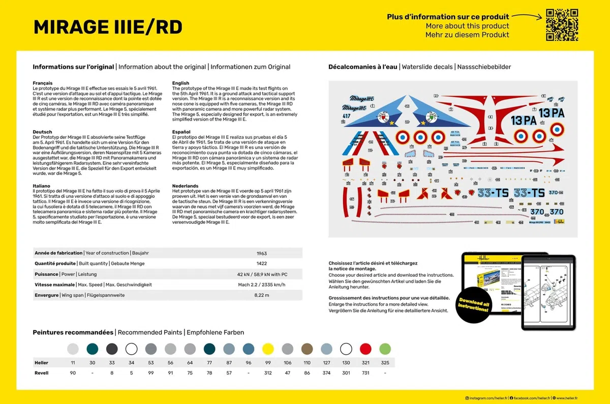 heller Starter Kit Mirage IIIE-O-R-RD-EE-EA - 1:48e