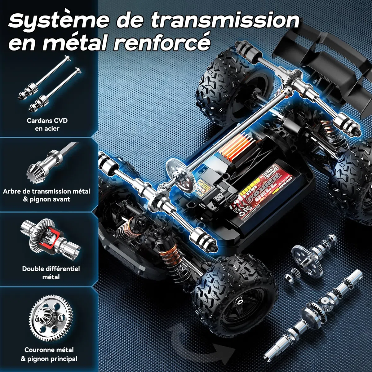 Voiture Télécommandée Adulte 1:18 RC Car 4x4 40 km/h Débutant, Voiture Radiocommandée Tout Terrain Compacte avec Transmission Métallique et 2 Batteries, Modèle RC Extérieur