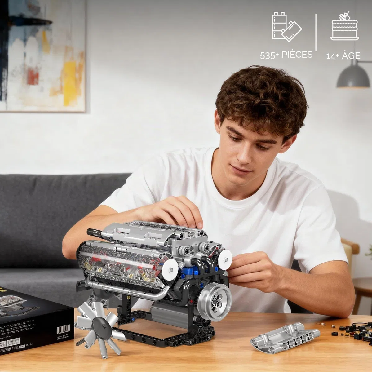 Mould King 10088 Technique V-8 Moteur modèle de Blocs, 535 pièces Moteur modèle de kit de Construction comme Un Jouet/Cadeau