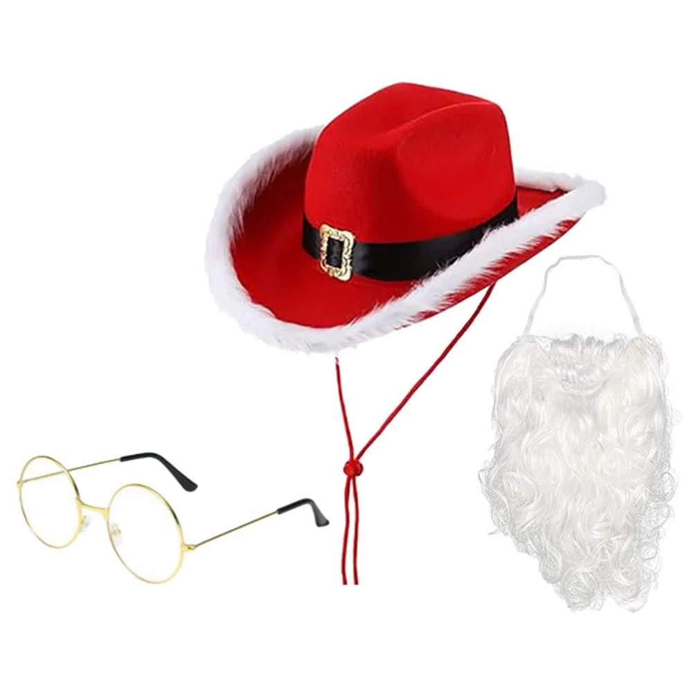 Toyvian Chapeau de Noël Bonnet de Père Noël Barbe Lunettes Déguisement Accessoires Fête