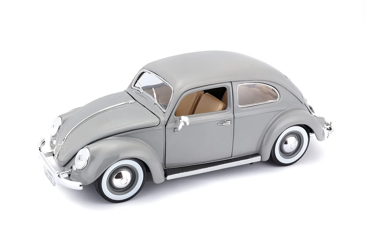 Bburago – 1/18 Volkswagen Coccinelle KAFER Beetle 1955 – Voiture Miniature Grise de Collection en métal – Véhicule rétro réaliste pour Enfants dès 3 Ans – 12029G
