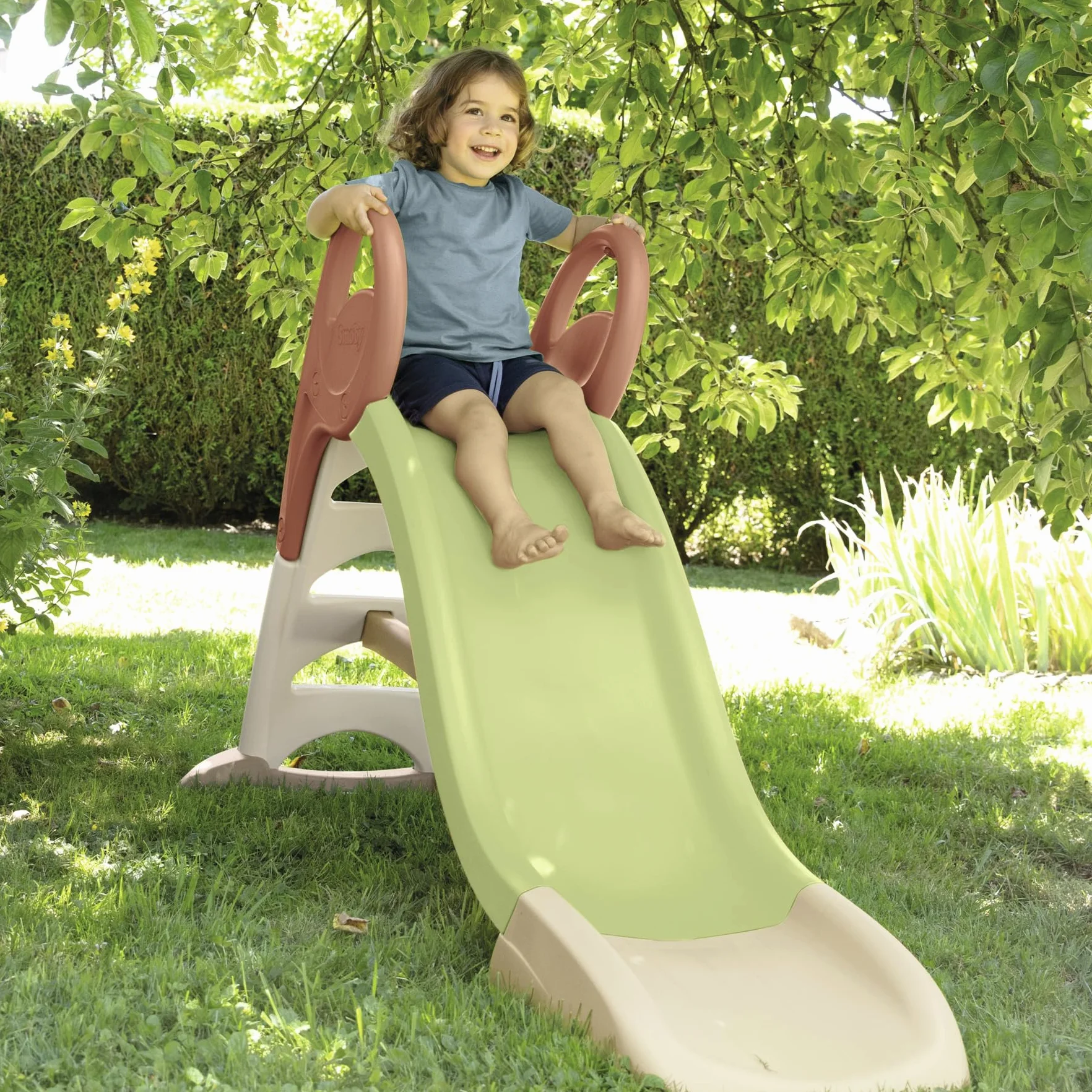 Smoby Life KS Toboggan avec Minimum 38% de Recyclage – Grand Toboggan avec raccord d'eau, 1,50 m de Long, avec Bec antidérapant, entretoise, pour Enfants à partir de 2 Ans