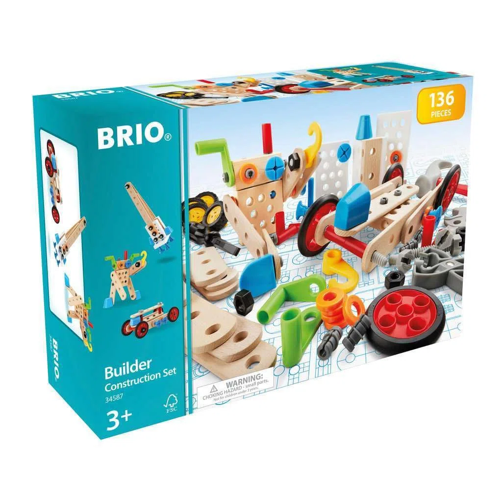 BRIO Builder - 34587 - Coffret Evolution Builder - 136 pièces - Jeu de construction STEM - Sans pile - Créations libres ou guidées - Pour garcons et filles dès 3 ans