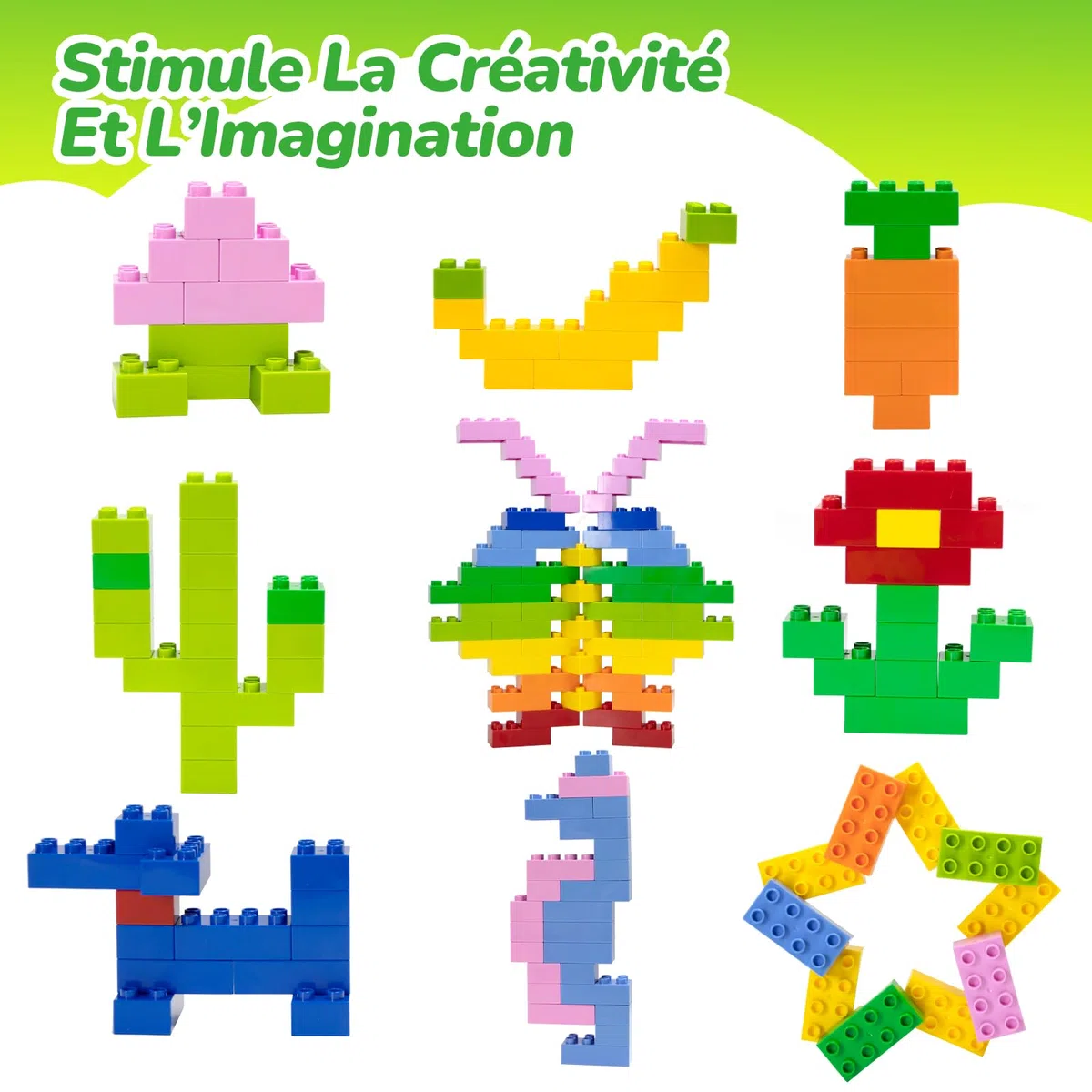 200 Grands Blocs compatibles Duplo - 8 Couleurs
