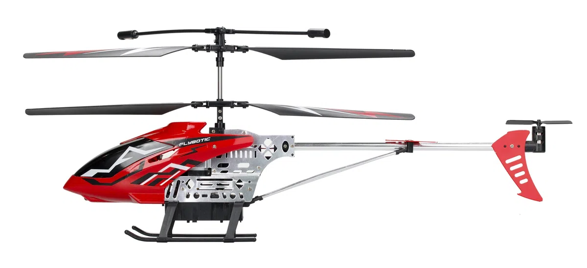 FLYBOTIC - Sky Knight - Hélicoptère extérieur 43 cm enfant et adulte - Technologie 2.4 Ghz - Effets lumineux - Usage Intérieur/Extérieur - 3 canaux de vol - Gyroscope intégré - Dès 14 ans