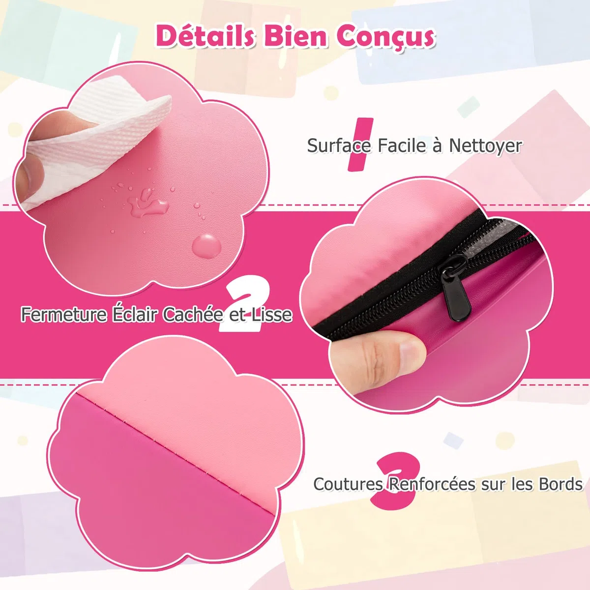 DREAMADE 5PCS Module de Motricité, Parcours Motricité Bébé en PU à Base d'eau & EPE, Jeut d'Éducation pour Enfants d'Âge Préscolaire, Convient à Maternelle, Maison (Rose)