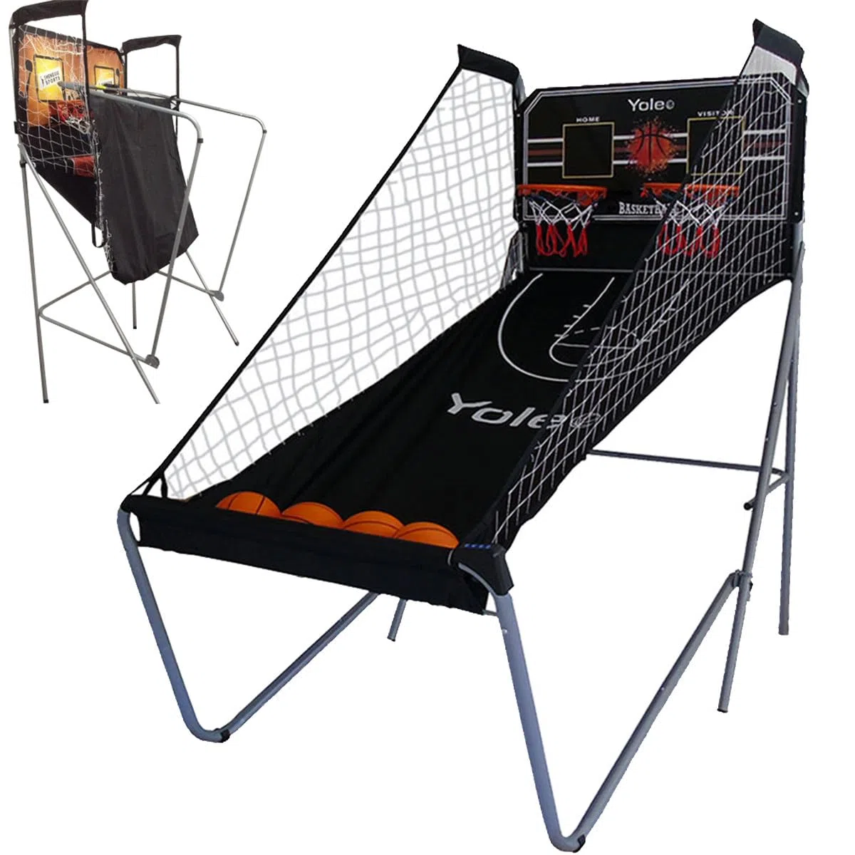 Jeu d'arcade de basket-ball pliable avec score électronique pour jouer en intérieur et en extérieur