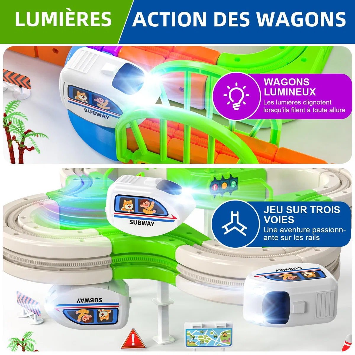 Circuit de Train électrique à Cubes de 145 pièces, Circuit de Train à gravité 3D à Construire soi-même, Jouet éducatif STEM, idée de Cadeau créative pour Les Enfants de 3 à 8 Ans