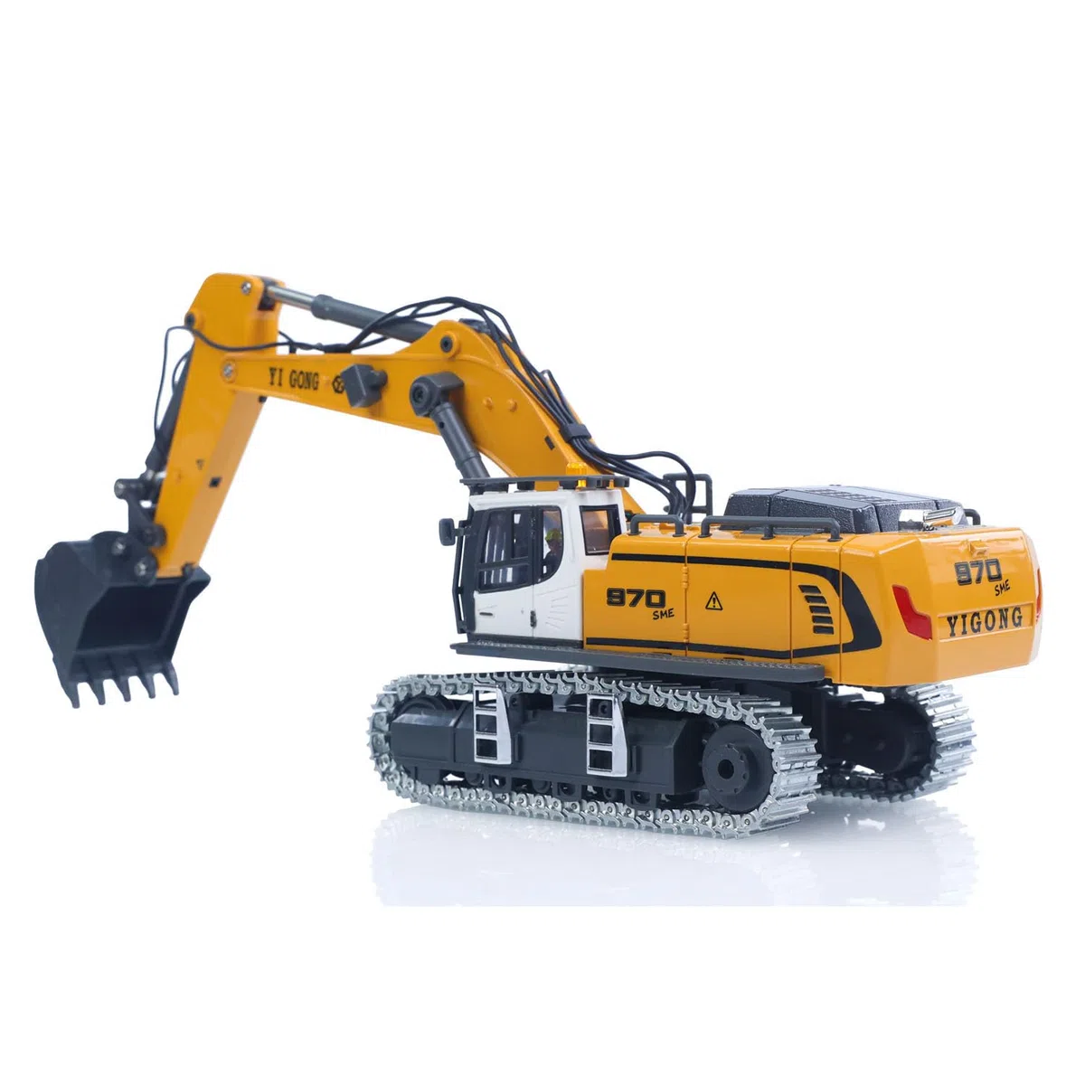 Excavatrice télécommandée K970 1/50 RC - Pelleteuse électrique - Seau métal - Son léger - Batterie RTR - Jouet ingénierie adulte jaune