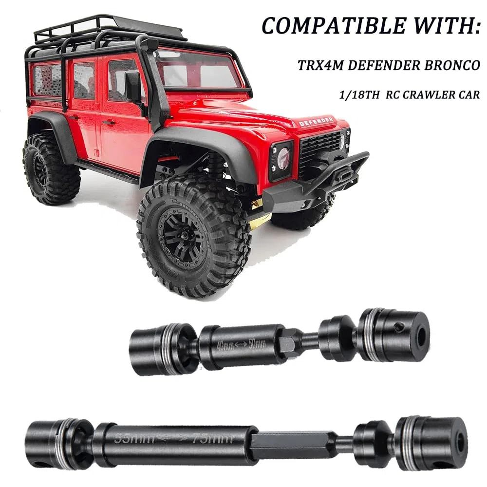 MOHERO Lot de 2 arbres de transmission avant et arrière en acier RC pour 1/18 TRX4M Bronco Defender RC Crawler mise à niveau de voiture