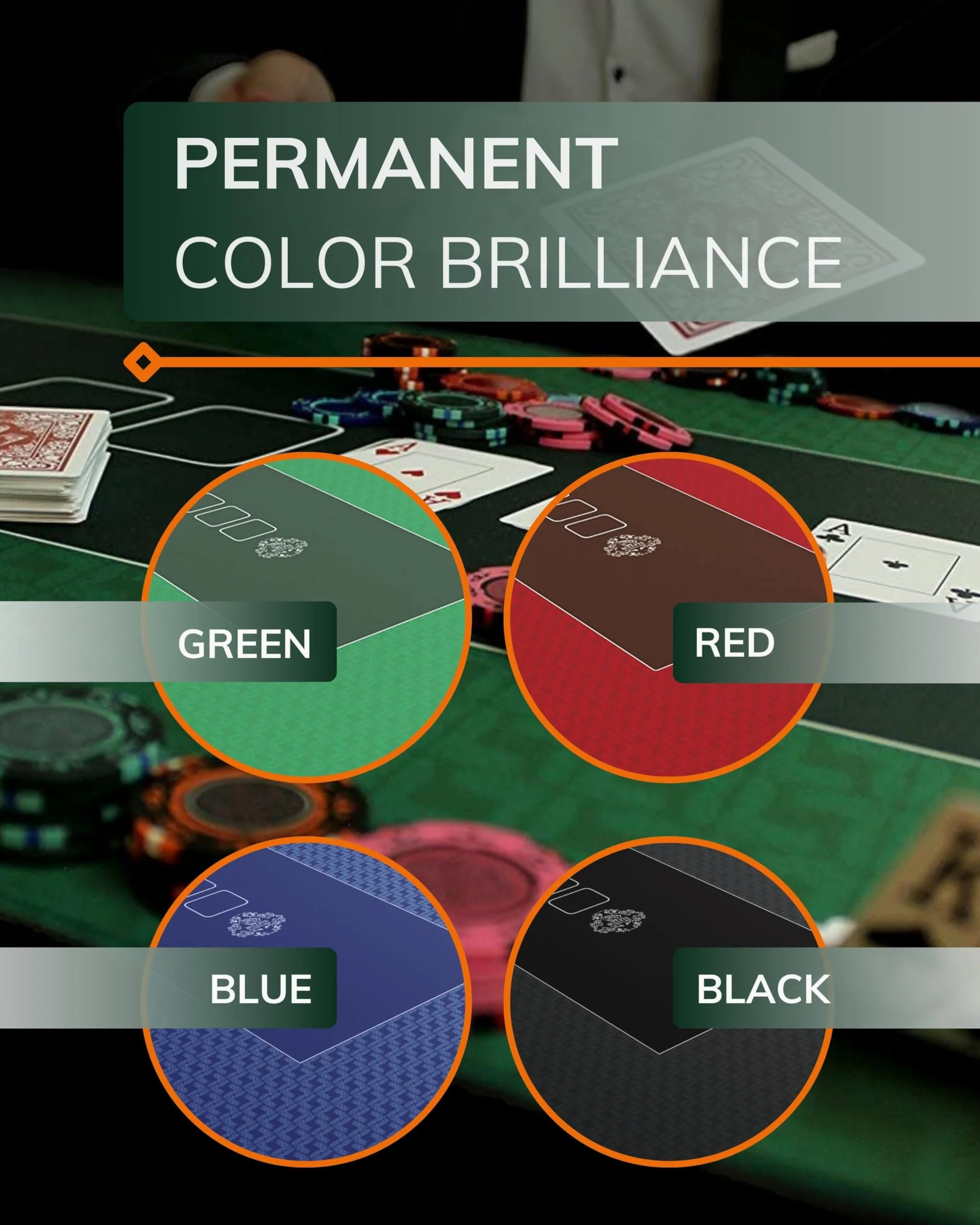 Bullets Playing Cards | Tapis de Poker Vert Classique Design 140x75cm | Surface Lisse Antidérapante, Qualité Classique, Lavable & Hydrofuge