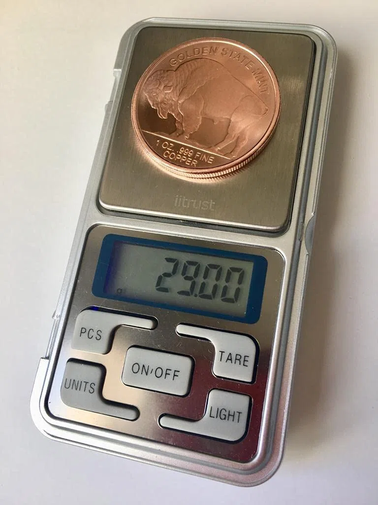 Fantastique once (28-29g) "ronde" (Ø: 39mm) de cuivre pur, réplique de l'once BUFFALO, USA