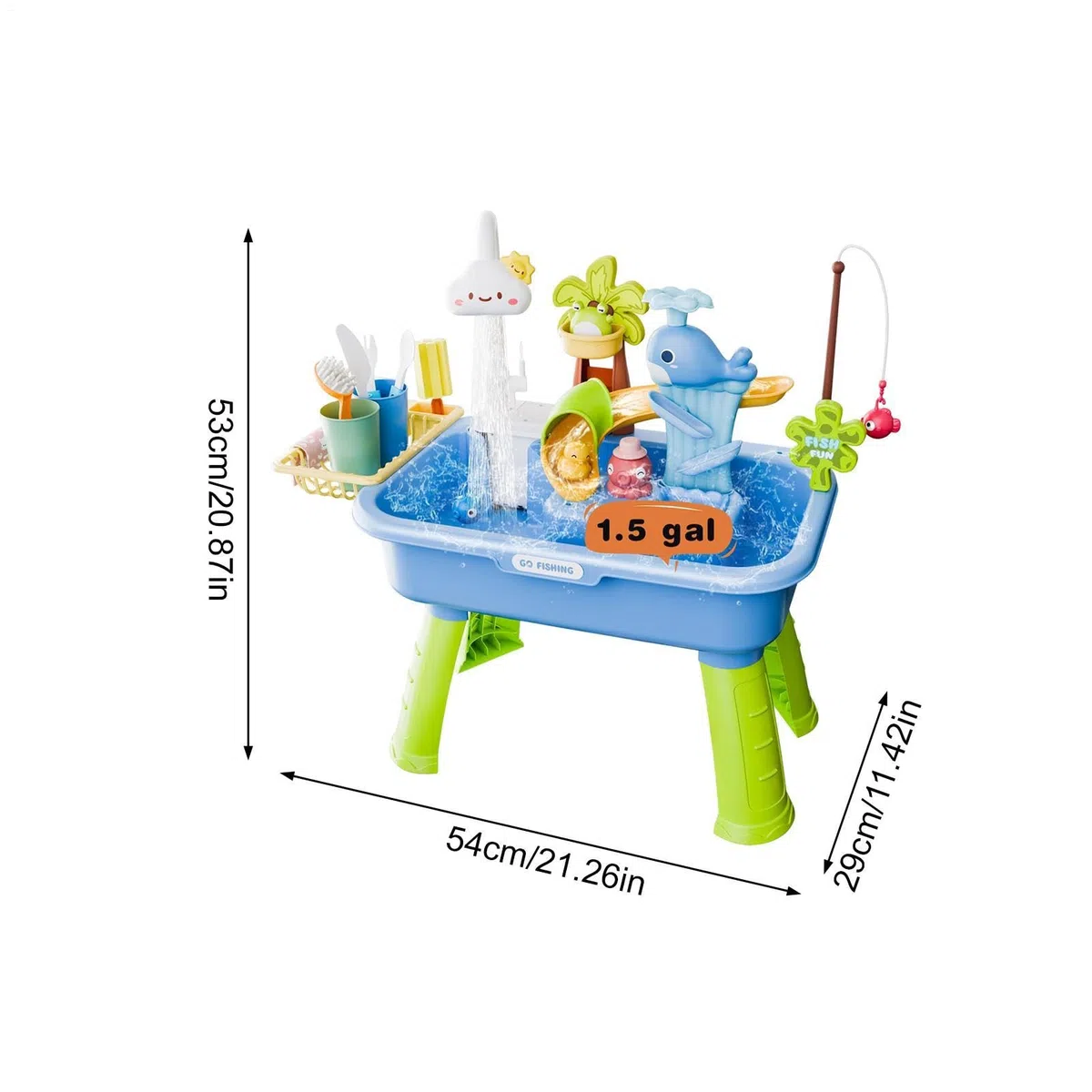 Table A Eau Enfant Exterieur, Ensemble De Jeu De Pêche, Accessoires De Aquaplay Circuit Deau, Table D Activité Exterieur avec Pompe, pour Piscine, Anniversaire, Cadeau
