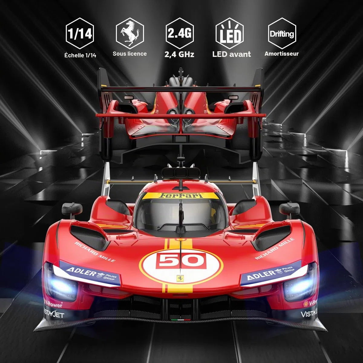 RASTAR RC Cars 1/14 Ferrari 499P Le Mans Hypercar Voiture de sport télécommandée, voiture jouet Ferrari pour enfants, 2,4 G