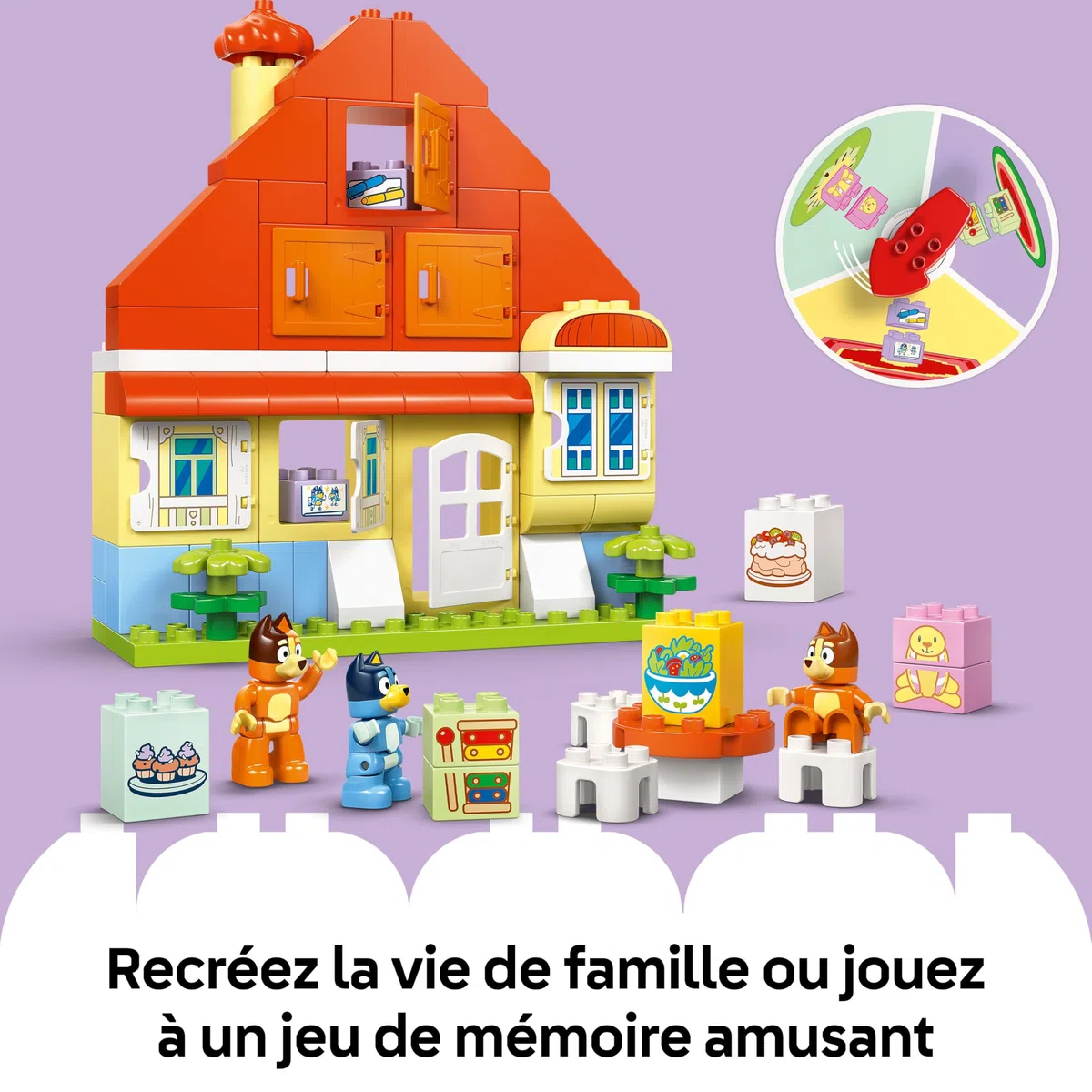 LEGO Duplo La Maison de Famille de Bluey et Le Jeu de Mémoire - Jouet Interactif Inspiré du Jeu de Société - 3 Figurines, Fenêtres & Roue Fonctionnelles - Cadeau pour Fille ou Garçon dès 3 Ans 10459