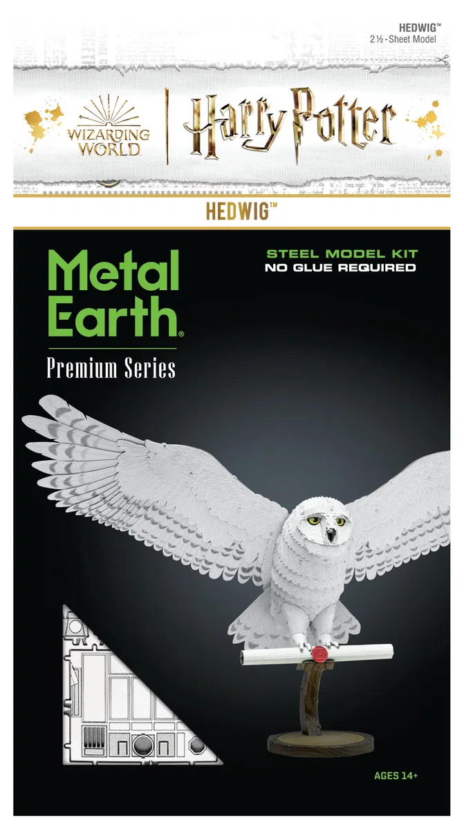 Metal Earth Fascinations PS2007 Kit de construction 3D en métal, motif de chouette dans la neige, Hedwig, découpé au laser, puzzle 3D, à monter soi-même, avec 2,5 cartes métalliques, à partir de 14