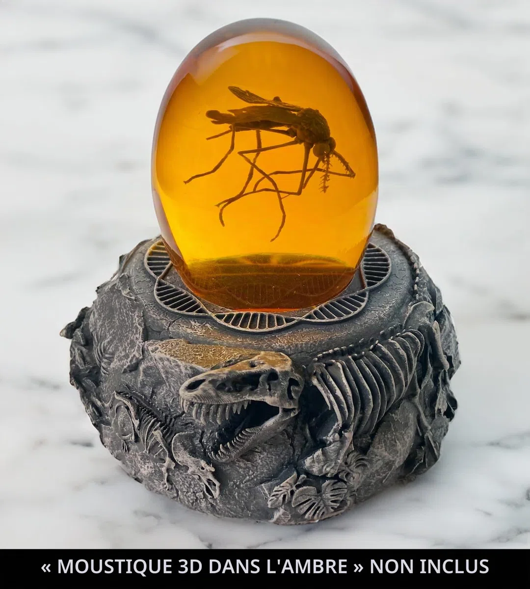 Jurassic Base Decor | Themen-Briefbeschwerer | Harzständer für Dinosaurier-Sammlerstücke | Detaillierte Skelette, DNA-Motiv & Mehr | Basis für Mücken in Bernstein und Fossil Sammlerstücke |_AB