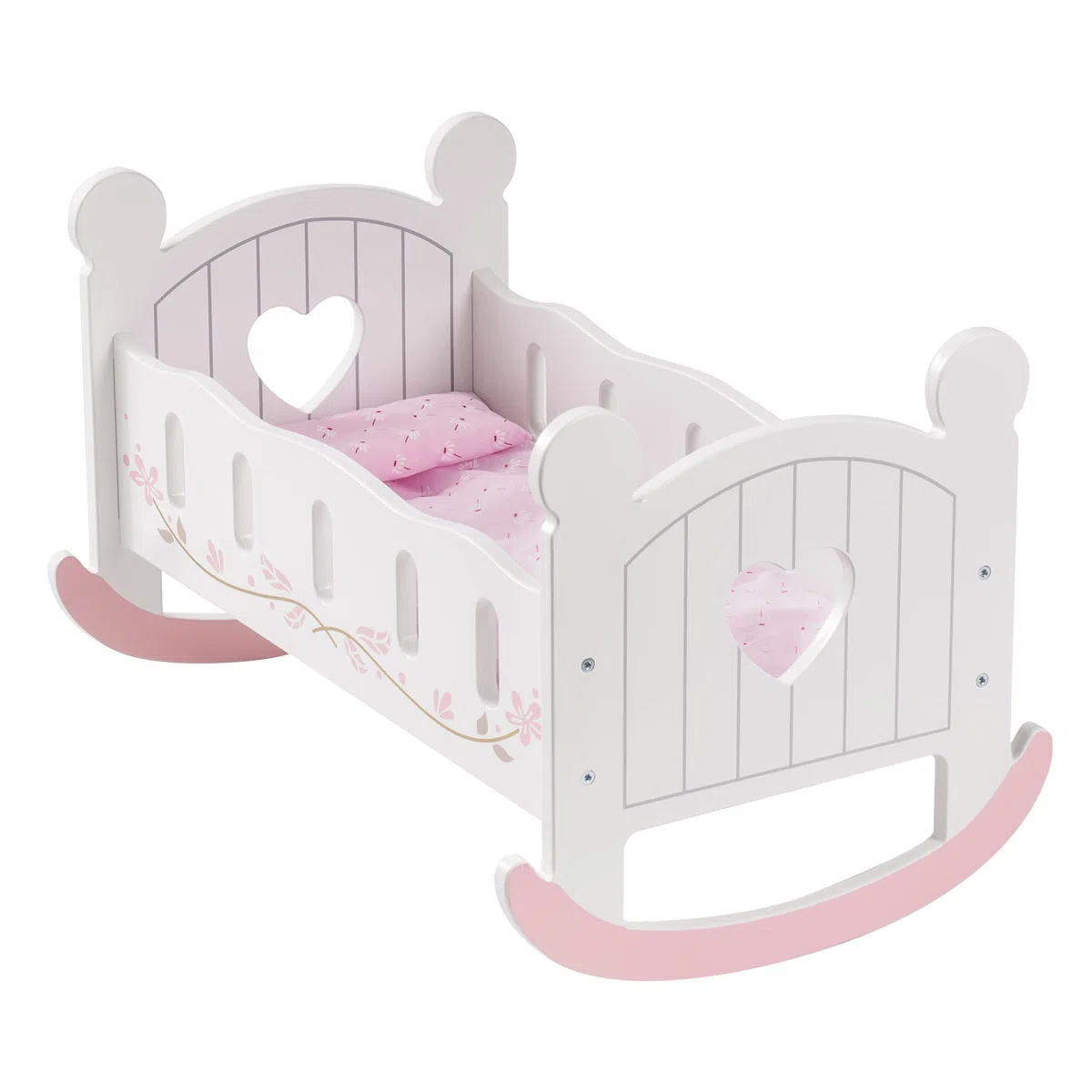 ROBUD Lit de Poupée en Bois – Jouet Berceau avec Accessoires – pour Poupées Jusqu’à 46 cm