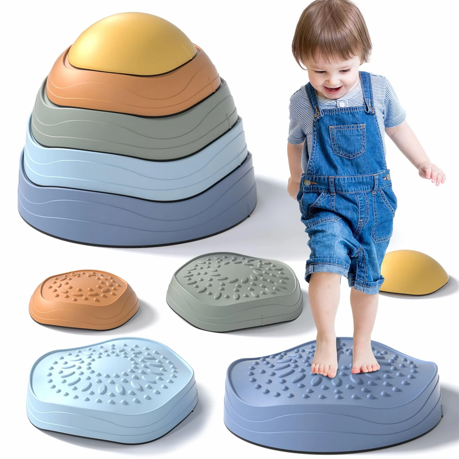 Lehoo Castle Pierres d'Équilibre pour Enfants, 6 Pierres Durables Antidérapantes Favorisant l'Équilibre et Les Compétences Motrices chez Les Enfants