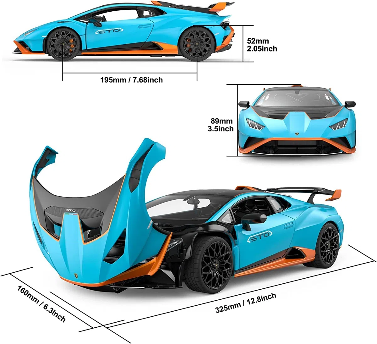 Voiture radiocommandée Lamborghini Huracán STO bleu : échelle 1:14 véhicule jouet haute performance