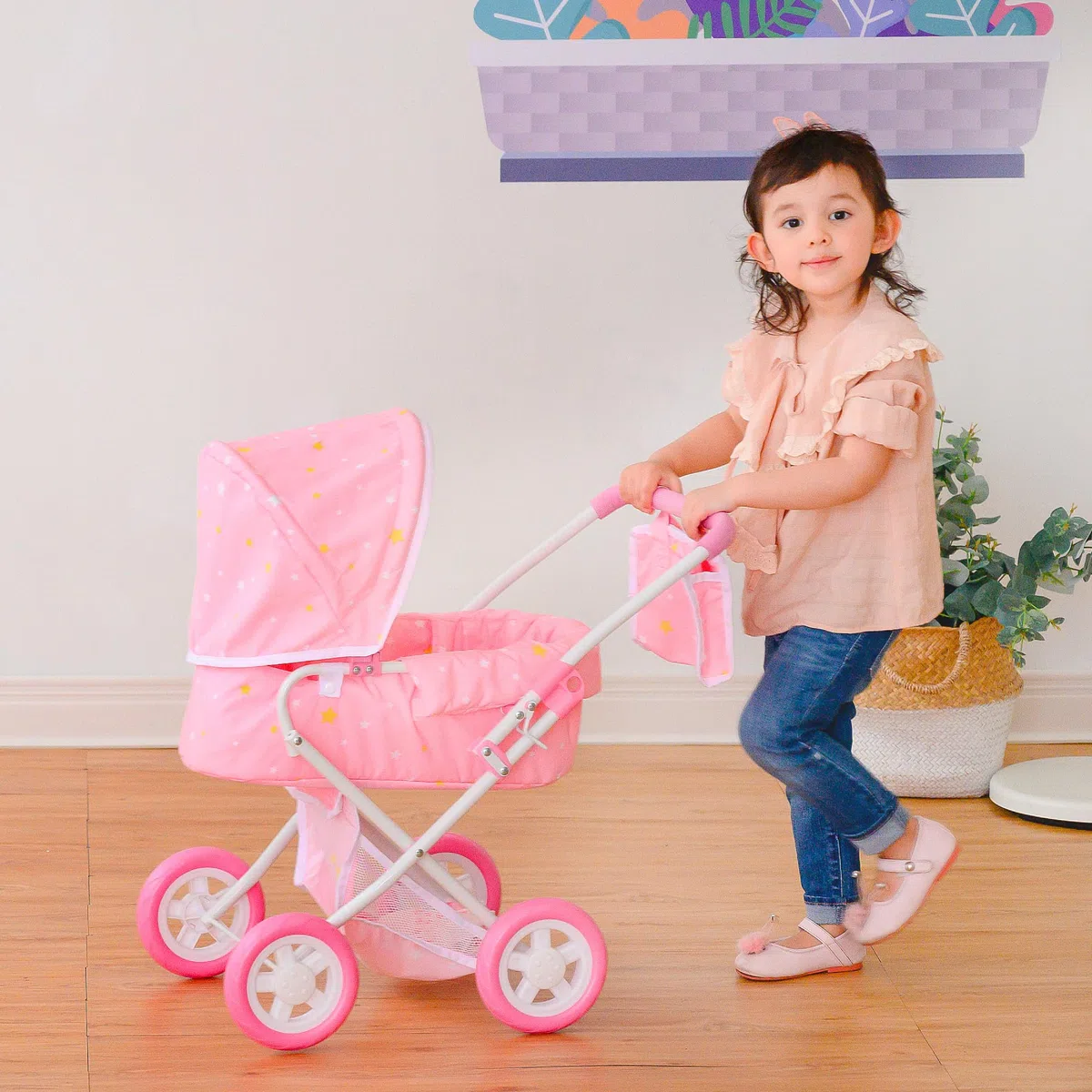 Olivia's Little World 'Twinkle Stars' Délux Poupée Poussette Rose OL-00011