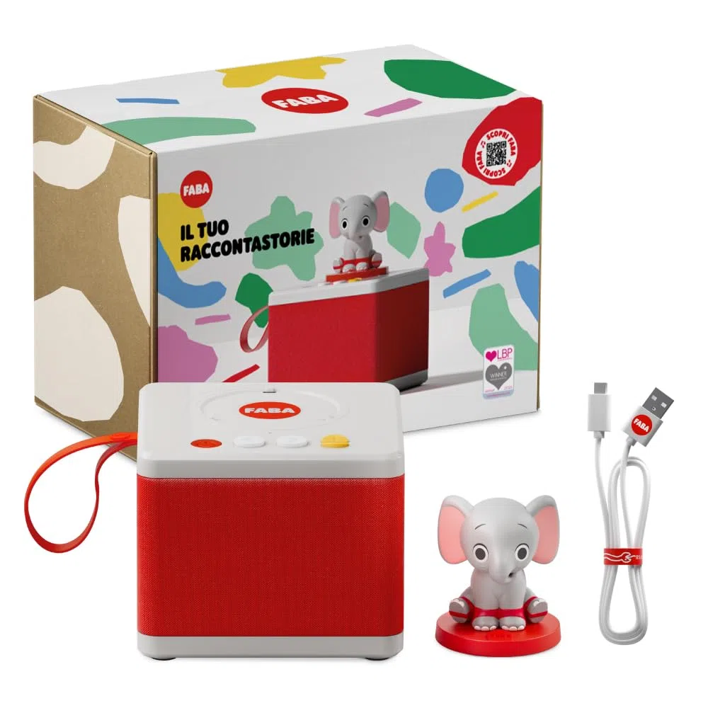 FABA - Histoires Blanches - Histoires pour Enfants, Caisse Audio avec Personnage sonore Ele l'éléphant, Jeu éducatif, Contenu à partir de 3 Ans