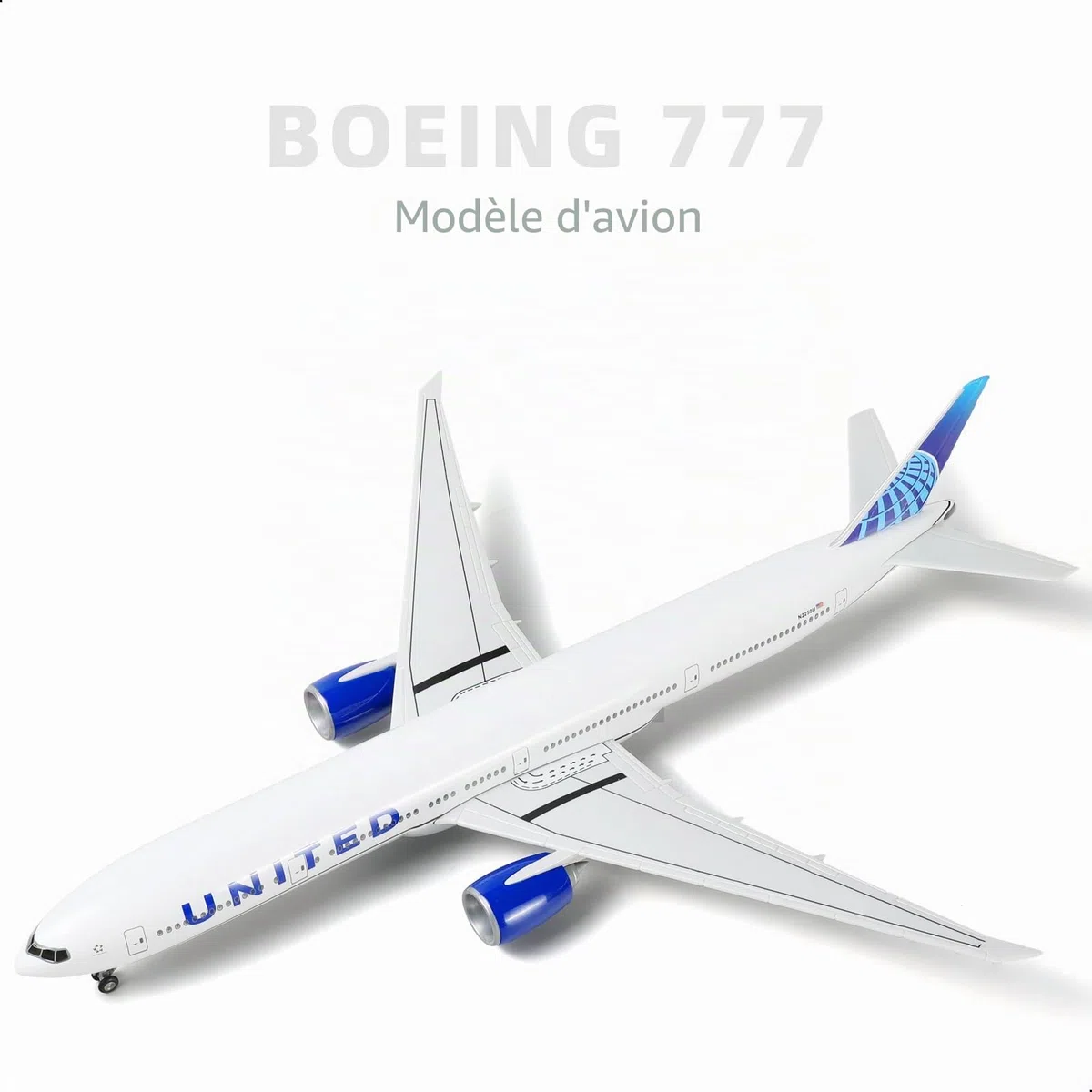 1/150 Boeing777-300er United 18,5 Pouces Large Modèle Kits de modèle d'avion Diecast Airlines Affichage du modèle Airlines Collectible pour Un Cadeau de passionné d'aviation Cadeau