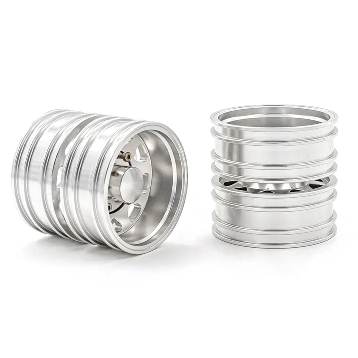 RC Pneus Jante Compatible avec Tamiya 1/14 RC Camion Benne Voiture 1 Paire en Alliage D'aluminium Avant Arrière CNC Roues Métal Jante Accessoires De