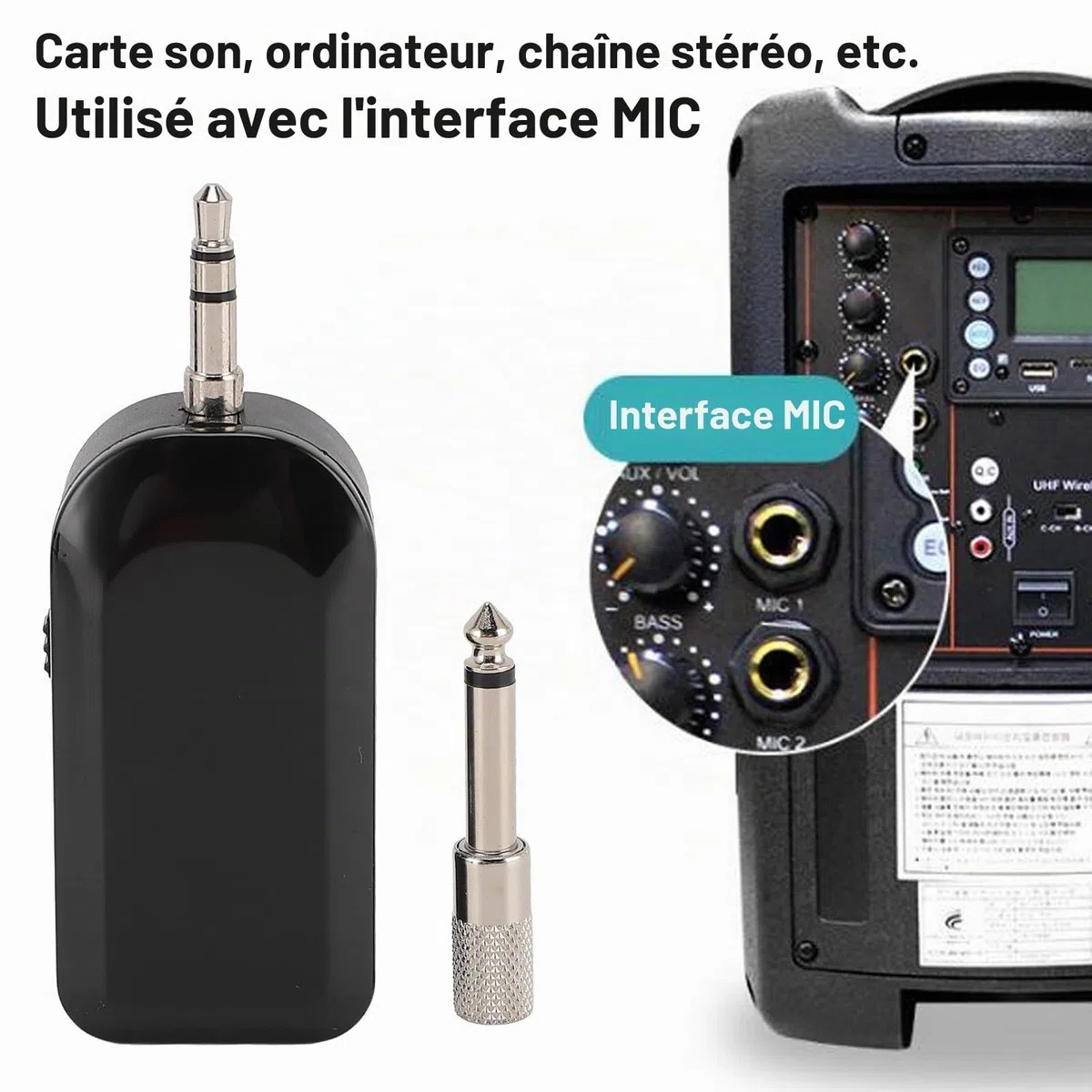 Micro sans Fil pour Saxophone, Système de Microphone pour Instrument sans Fil 2,4 G pour Guitare, Gros Violon, Accordéon et Autres Instruments