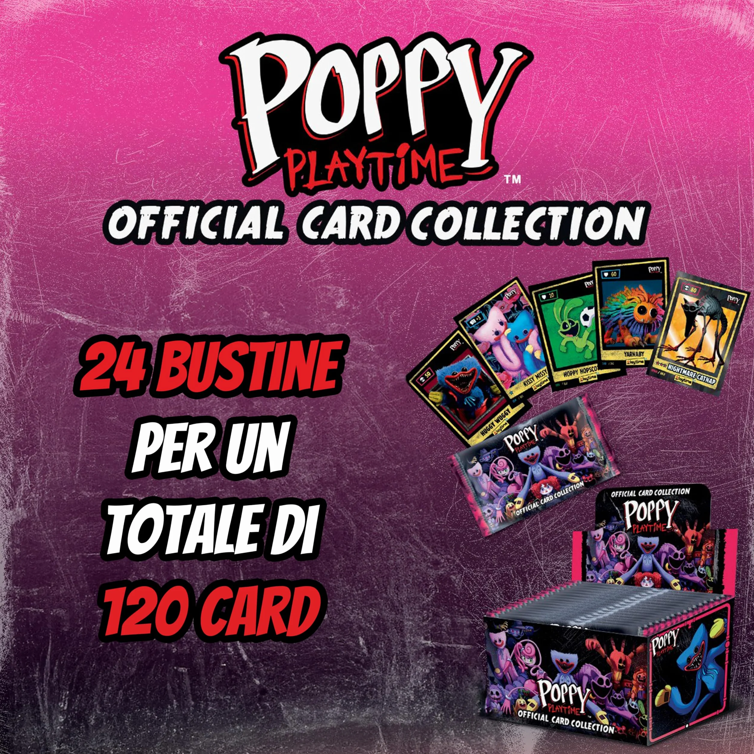 POPY PLAYTIME 24 sachets officiels Diramix, chaque sachet contient 5 cartes à collectionner
